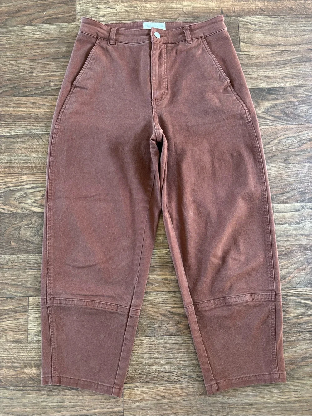 Everlane The Utility Barrel Pant High Waist Cropped Rosewood Pink Brown Size 8